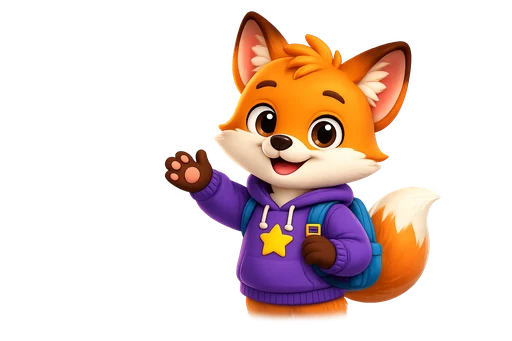 Wonderlio fox mascot waving